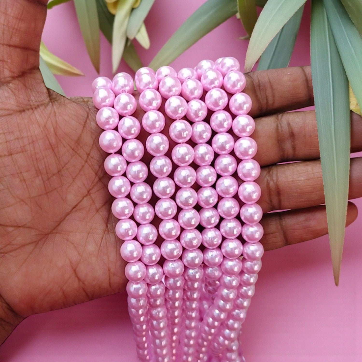 8mm pink color pearl beads for jewellery making
