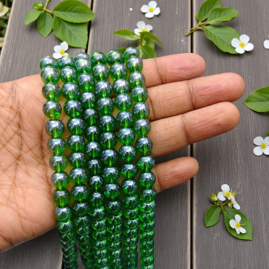 Affordable 8 mm Green Glass Beads for Jewelry Making – Chennai Craft Supplies
