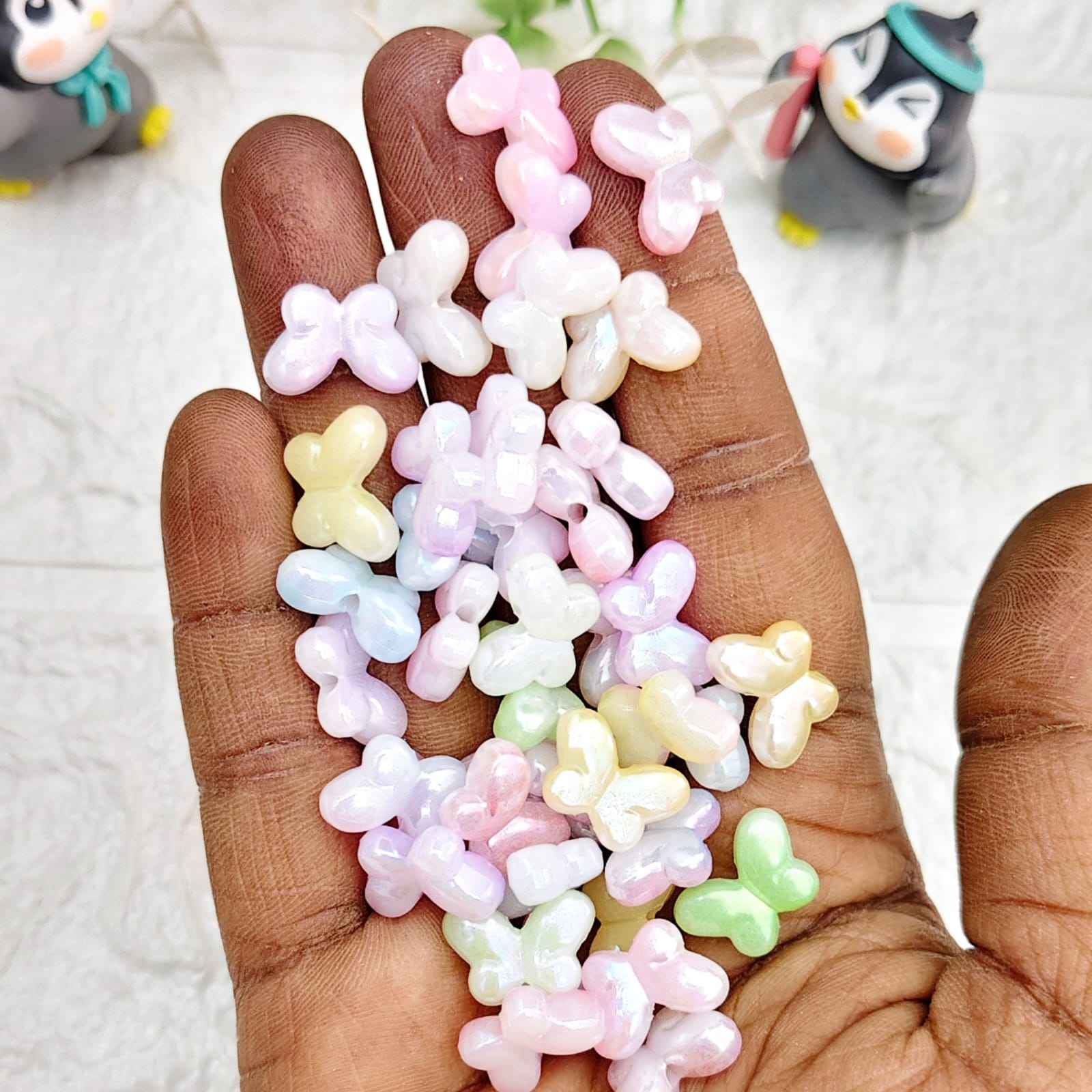 Acrylic Dual Shade Fancy Butterfly Beads - 10 gms