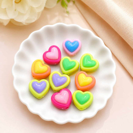 Acrylic Fancy Heart Beads - 5 Pcs