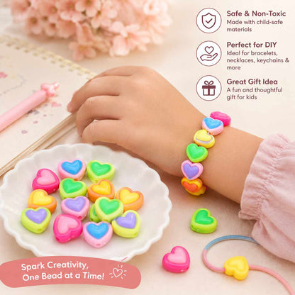 Acrylic Fancy Heart Beads - 5 Pcs