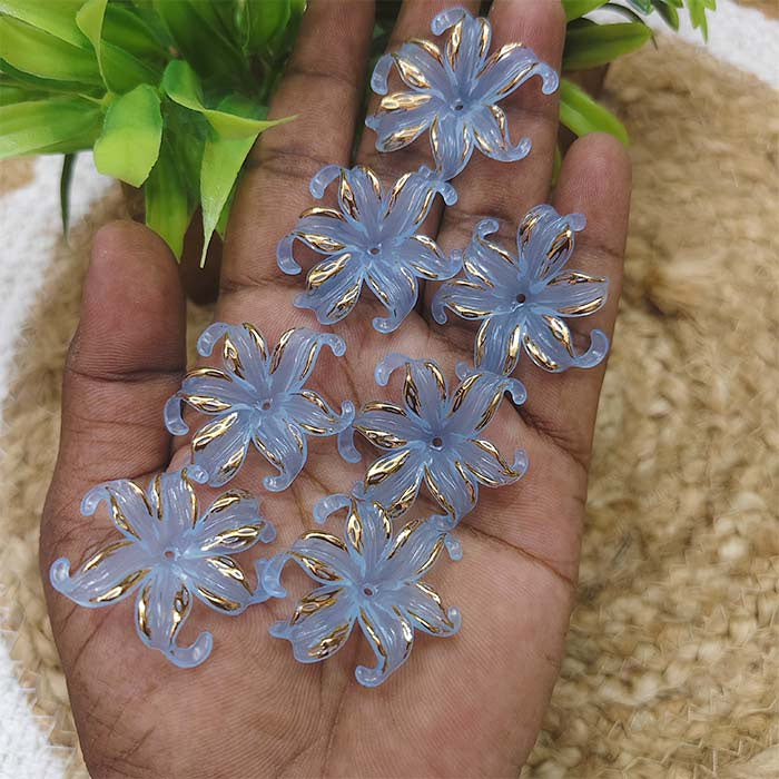 Acrylic Lily Flower Beads – Blue