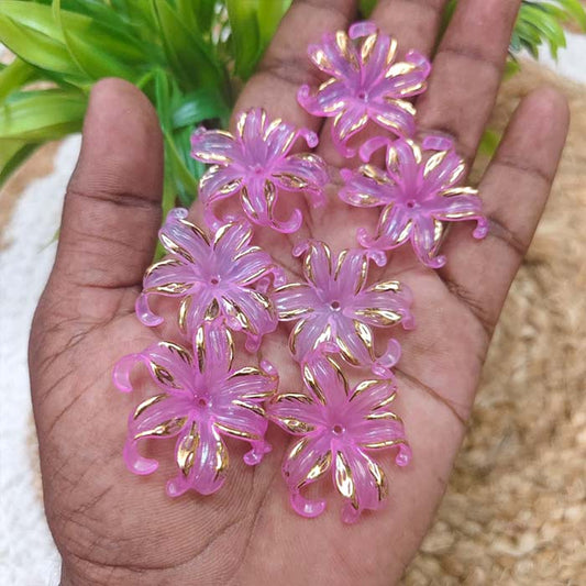 Acrylic Lily Flower Beads – Dark Pink