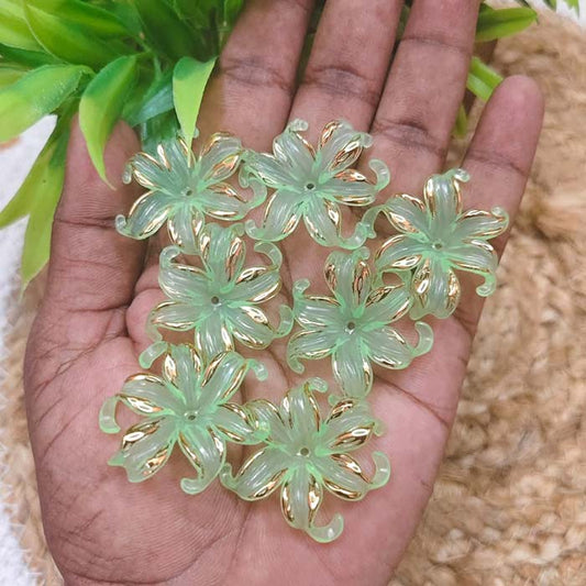 Acrylic Lily Flower Beads – Green