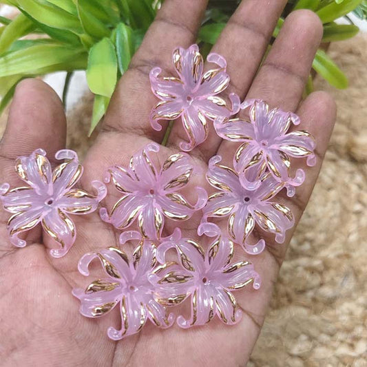 Acrylic Lily Flower Beads – Light Pink