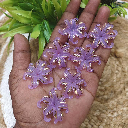 Acrylic Lily Flower Beads – Purple