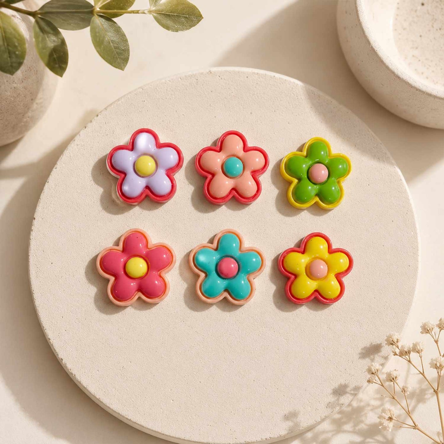 Acrylic Resin 5 Petal Flower Beads - 1 Pc