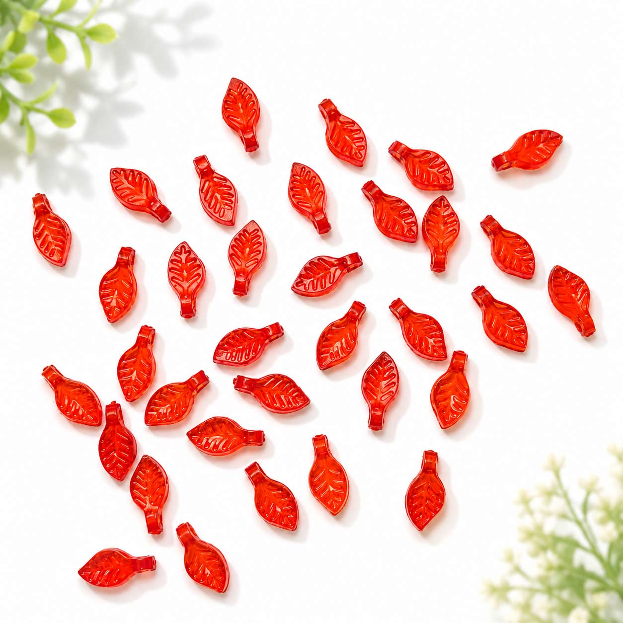 Acrylic Transparent Leaf - Red