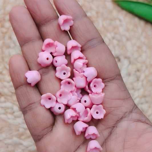 Pink Acrylic Flower Buds Cap for Jewellery Making – Lightweight Floral Bead Caps