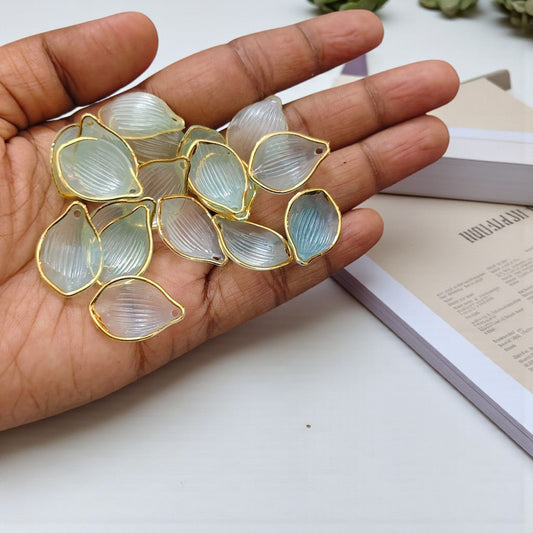 Light green acrylic leaf petal for brooch making with detailed vein design