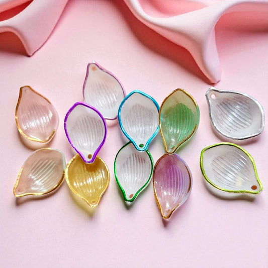 Translucent acrylic leaf-shaped petals with soft curves and a glossy finish.