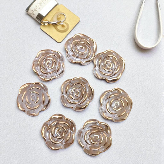 Transparent Acrylic Rose Flower with Gold Line - 10 gram
