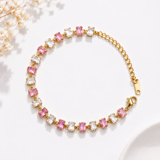 Luxury Anti-Tarnish Stone Bracelet - White & Pink