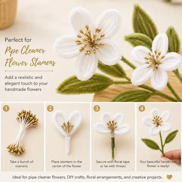 Artificial Flower Stamens - Metallic Gold