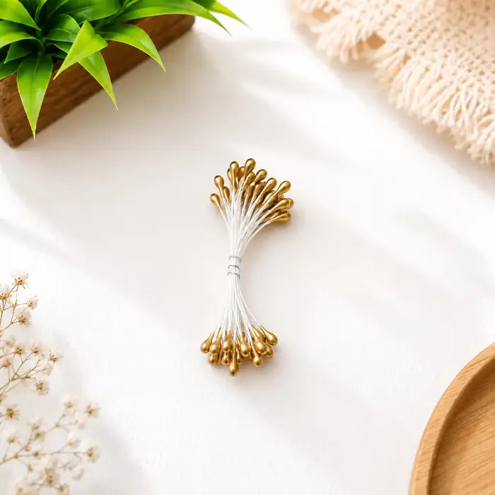 Artificial Flower Stamens - Metallic Gold