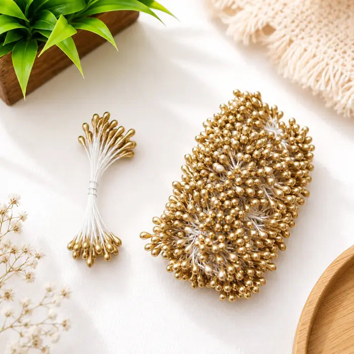 Artificial Flower Stamens - Metallic Gold