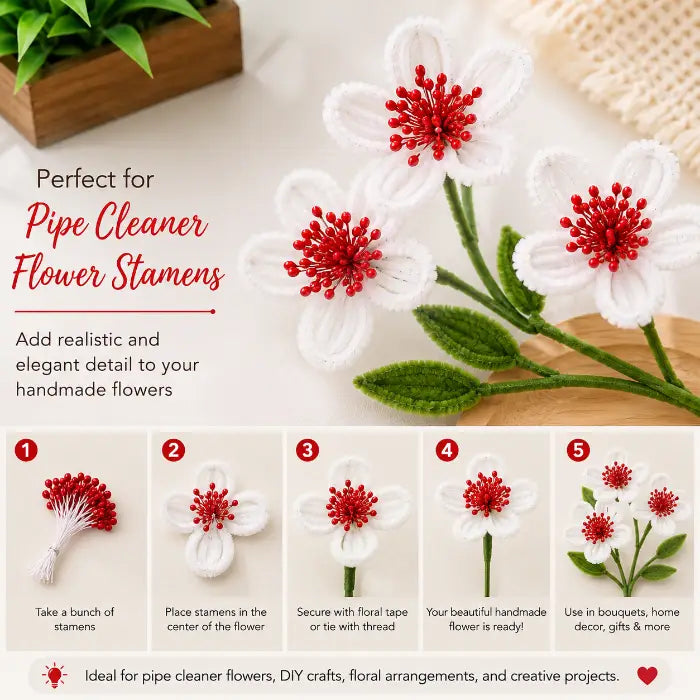 Artificial Flower Stamens - Red