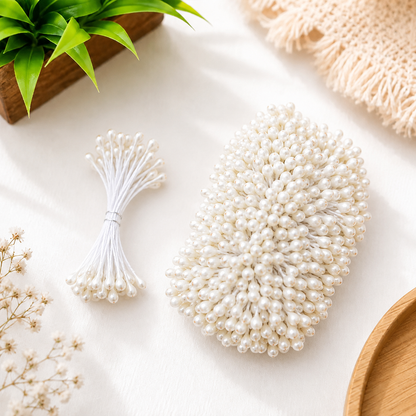 Artificial Flower Stamens - White Gold