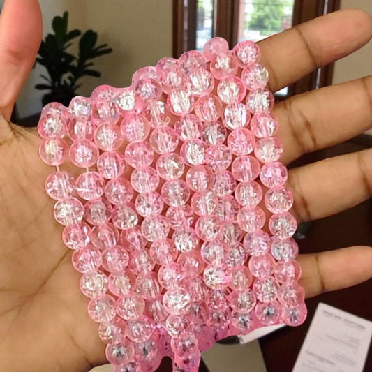 Baby pink with white crackle beads for jewelry making and DIY crafts