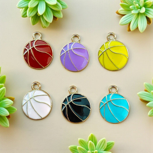 Basket Ball Enamel Charm for Jewellery Making - 1 Pcs