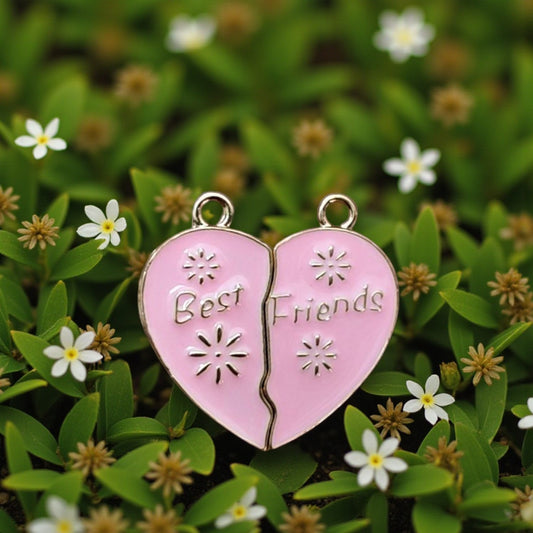 Pink Best Friends Magnetic Charm (Silver) - 1 Pc