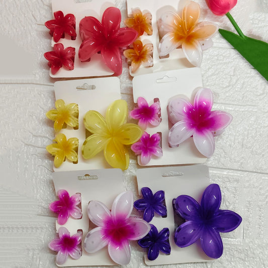 Multicolor flower Korean claw clip stylish hair accessory with strong grip