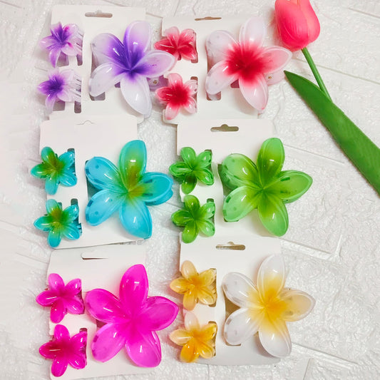 Multicolor flower Korean claw clip stylish hair accessory with strong grip