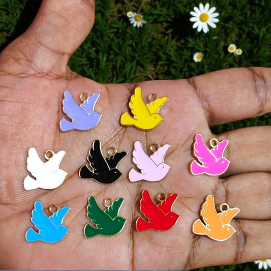 Cute multicolor birds charms for jewellery making – enamel bird pendant beads – DIY bracelet & necklace accessories