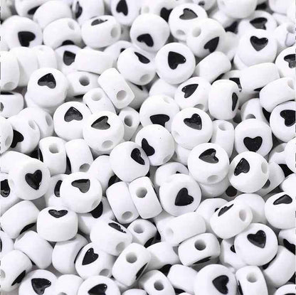 Black Heart Beads for Jewelry Making - 6mm