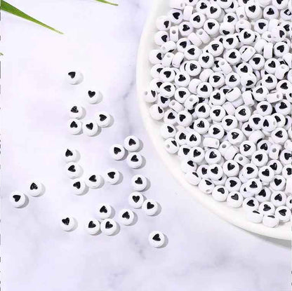 Black Heart Beads for Jewelry Making - 6mm