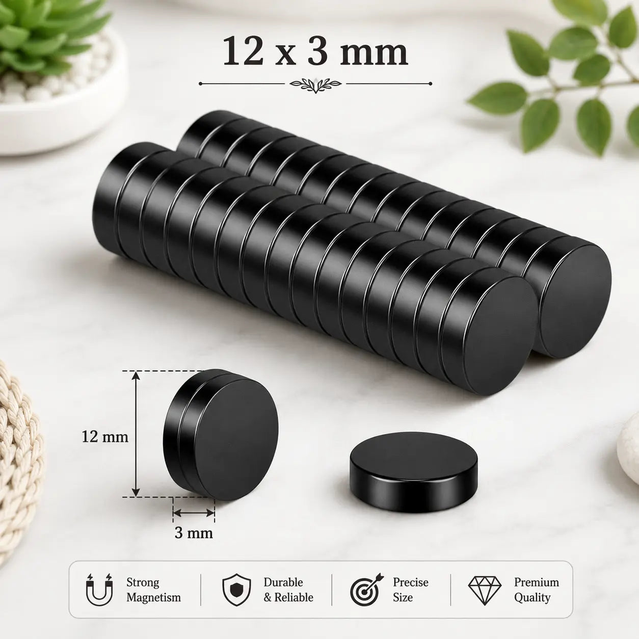 Black Neodymium Disc Magnet for Crafts, Fridge & Jewelry Making