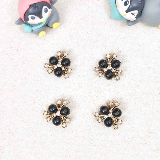 Black Pearl Flower Patch with Stone - 1 Pc