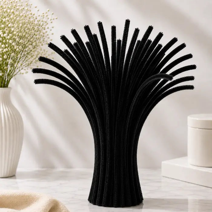 Black pipe cleaners for DIY craft and flower making