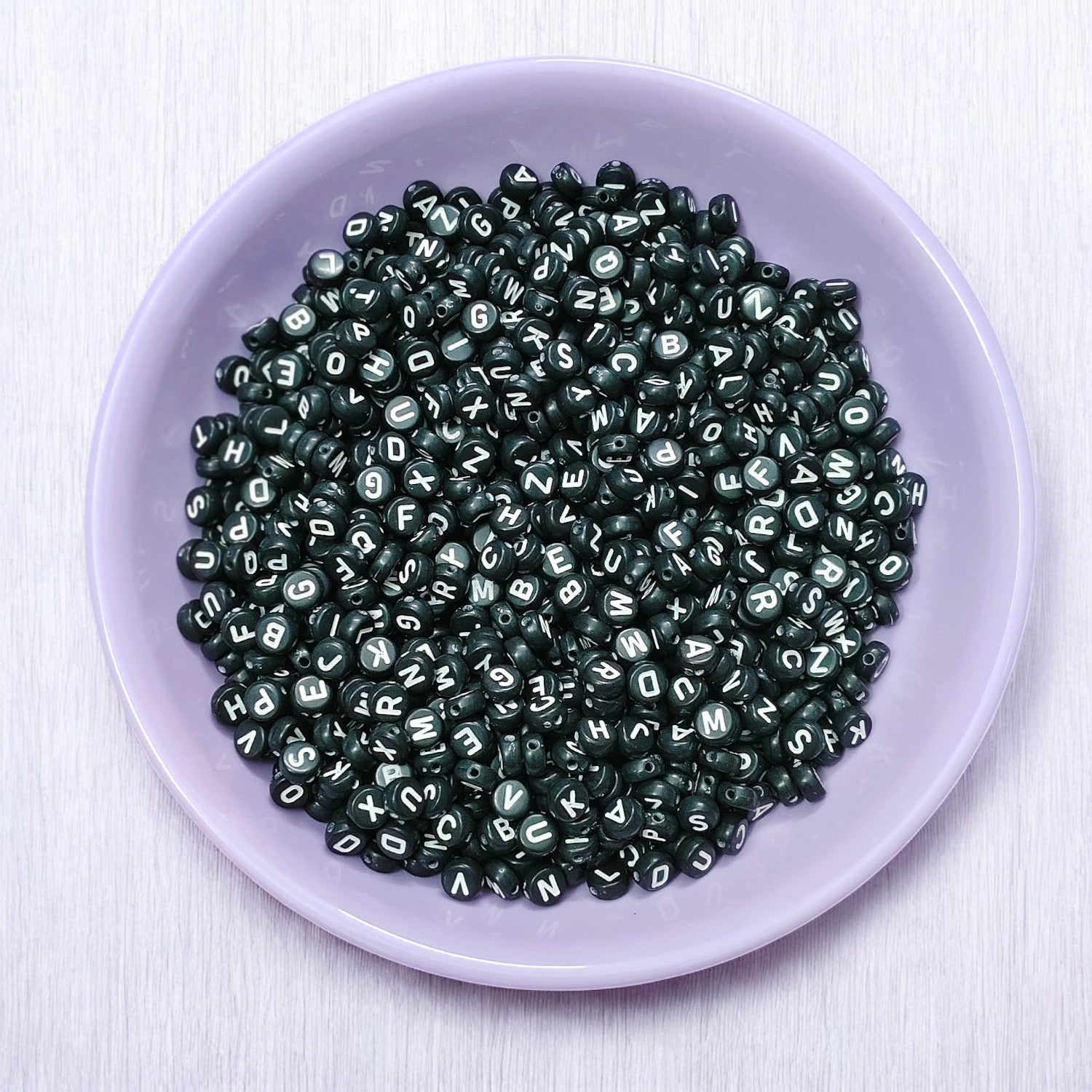 Black Letter Alphabet Beads - 20 grams