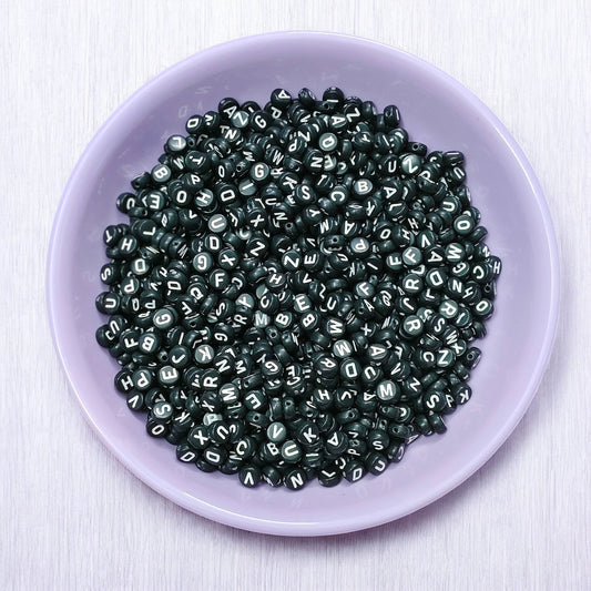 Black Letter Alphabet Beads - 20 grams