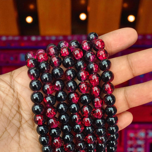 Black with red crackle beads for jewelry making and craft projects