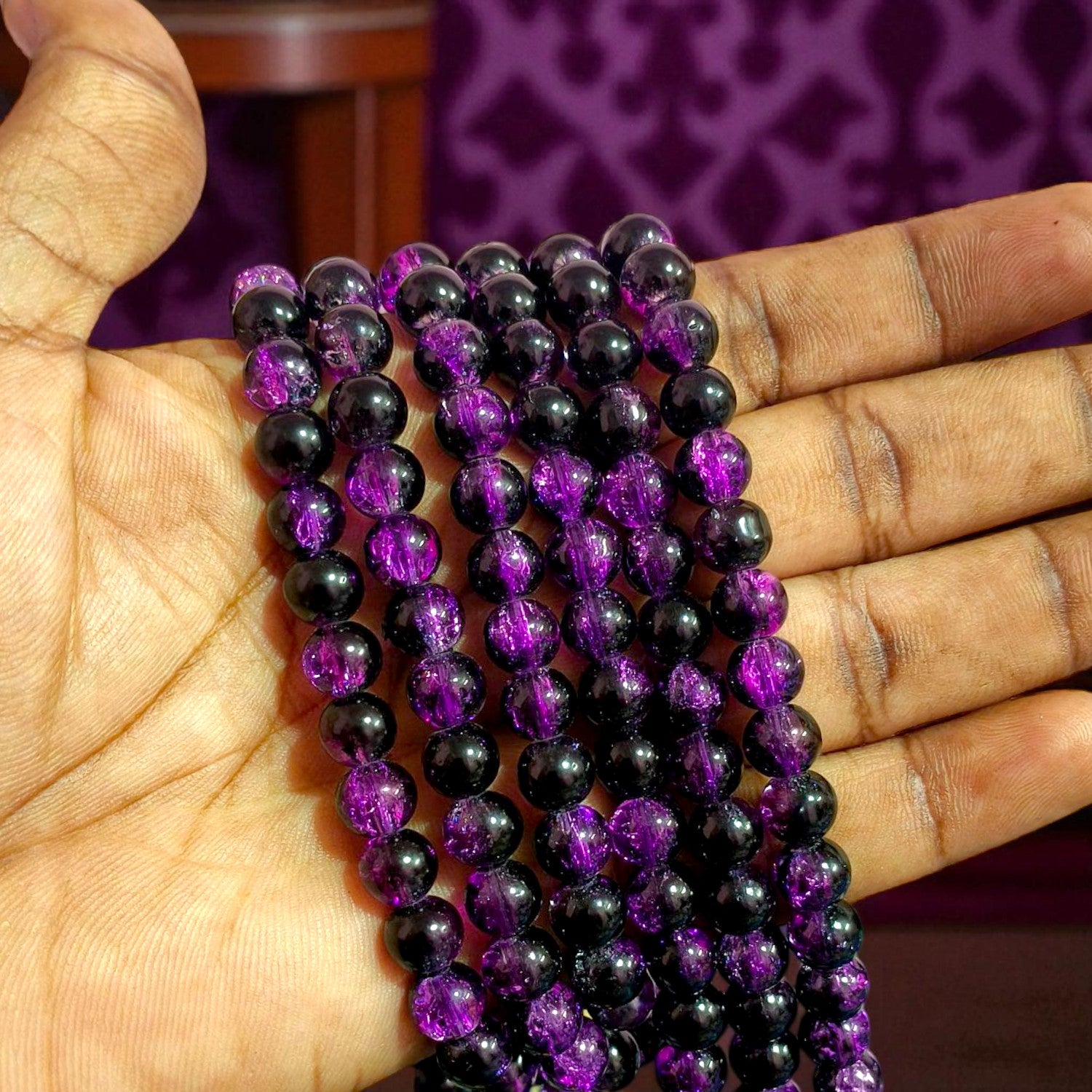 Wine & Black Crackle Beads – Unique Beads for Jewelry Making & Crafts