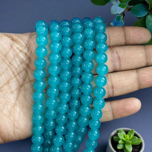 Bluish Cyan Jelly Beads - 8mm