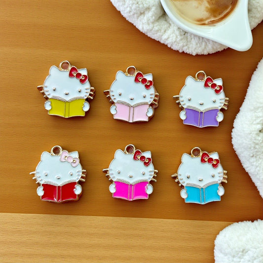 Book Reading Kitty Charms
