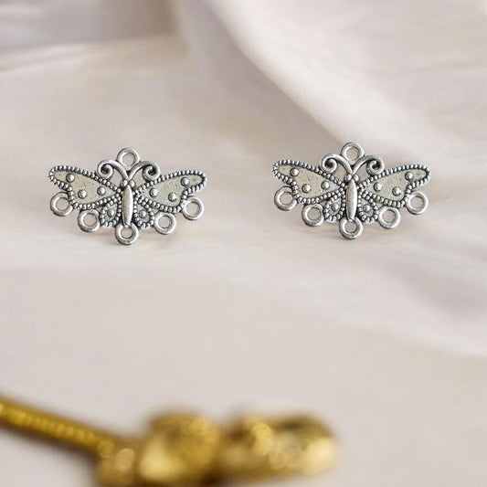 Butterfly wings silver metal charms