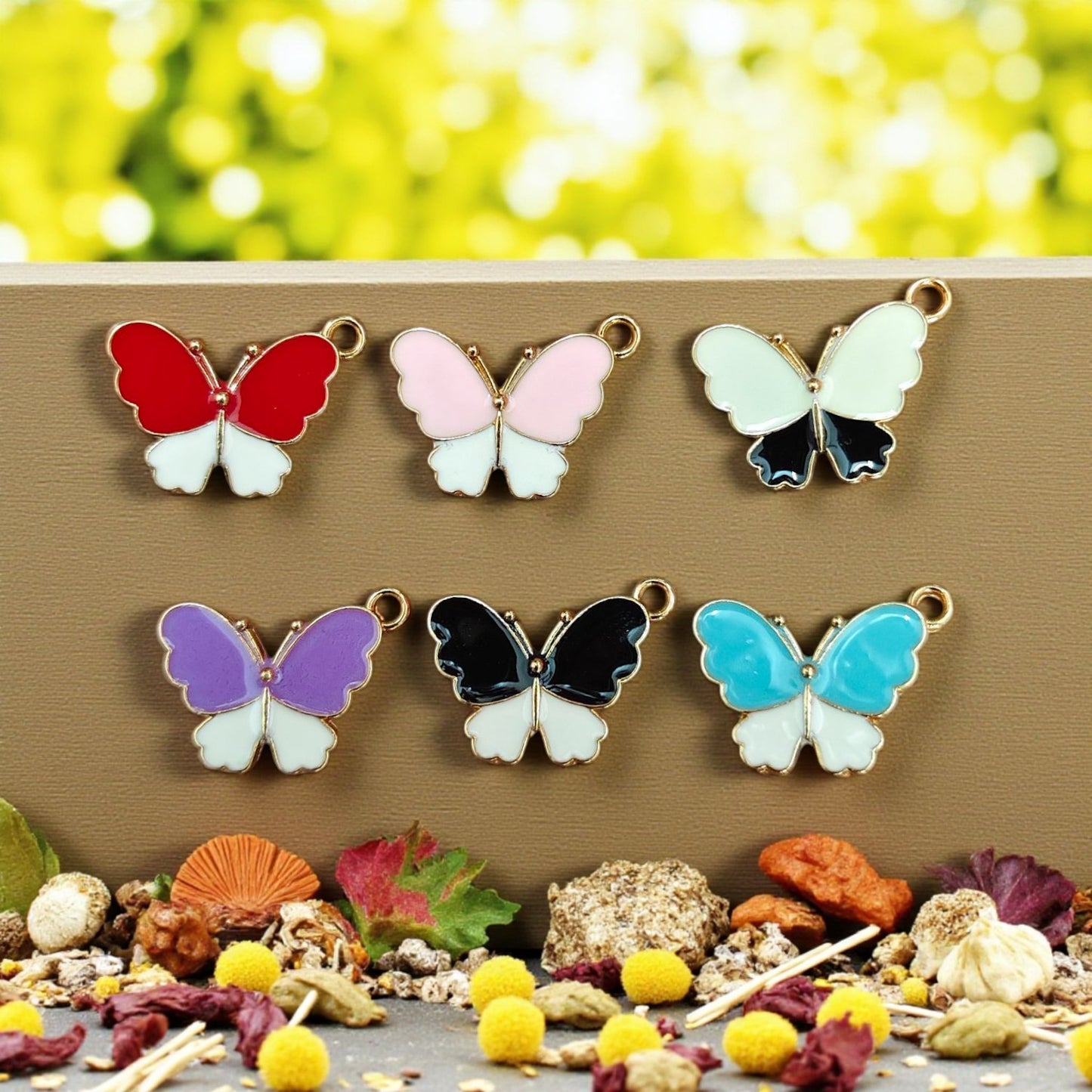 Butterfly Dual Enamel Charm for Jewellery Making - 1 Pc