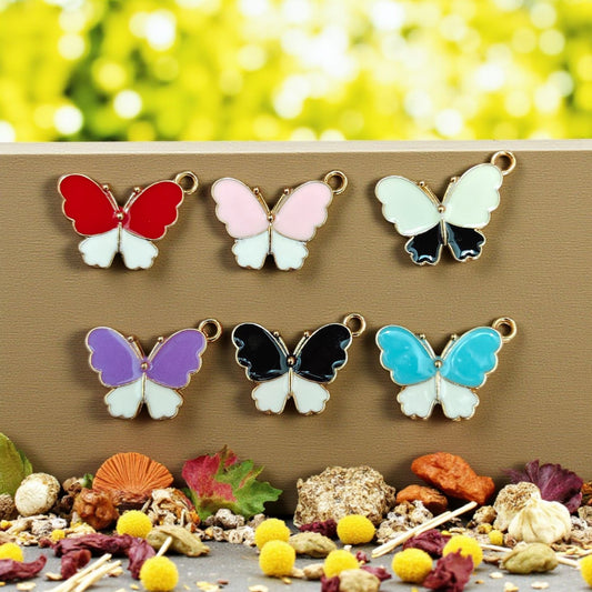 Butterfly Dual Enamel Charm for Jewellery Making - 1 Pc
