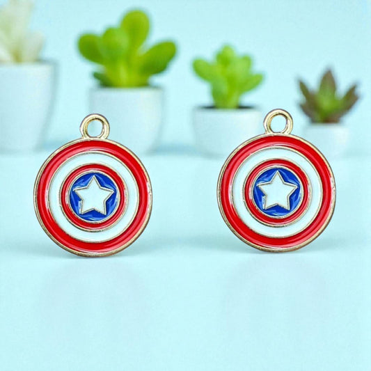 Captain America Shield Charm - Marvel Theme Pendant - 1 Pc