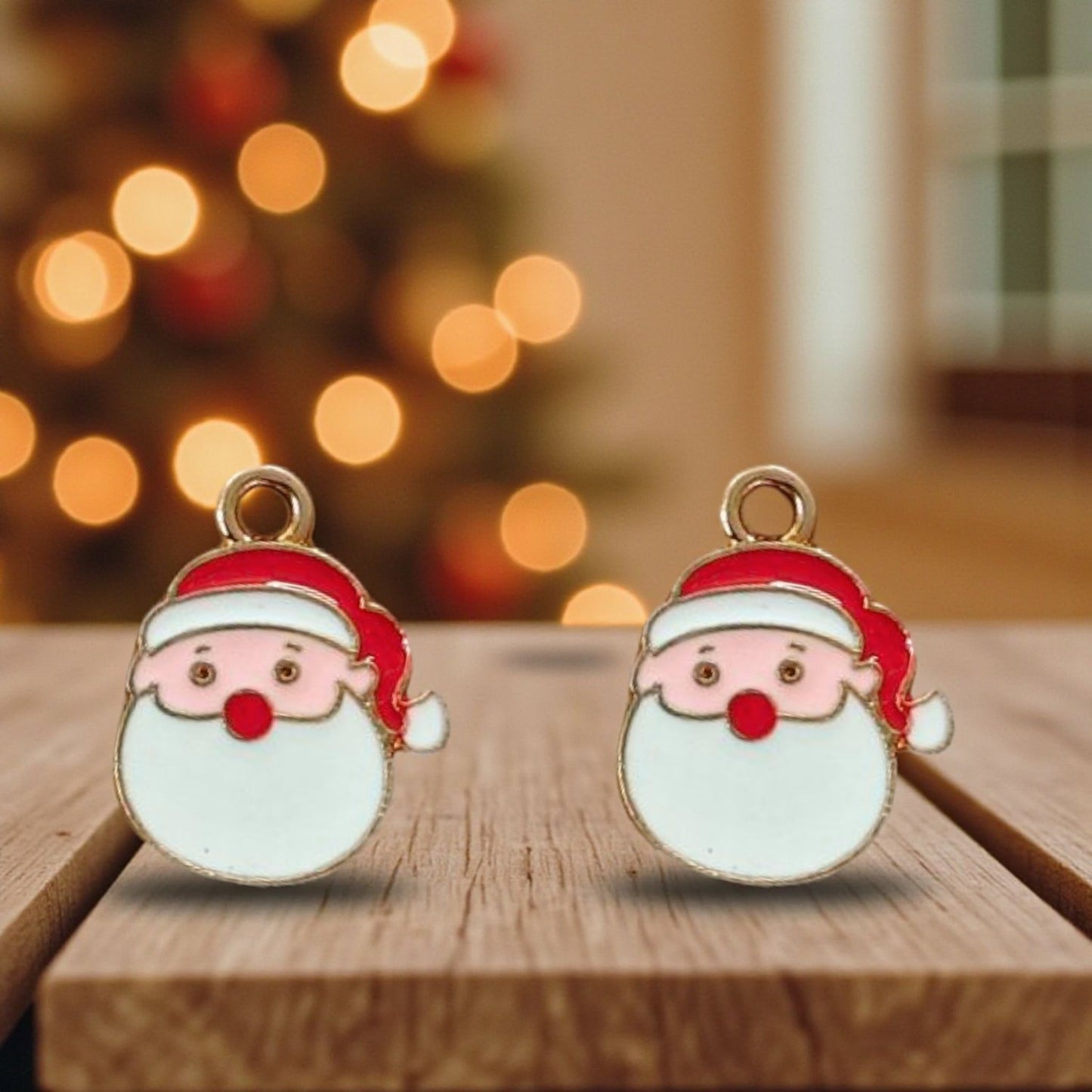 Santa Claus Christmas charms with festive red and white detailing, perfect for holiday jewellery making.