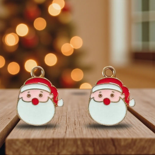 Santa Claus Christmas charms with festive red and white detailing, perfect for holiday jewellery making.