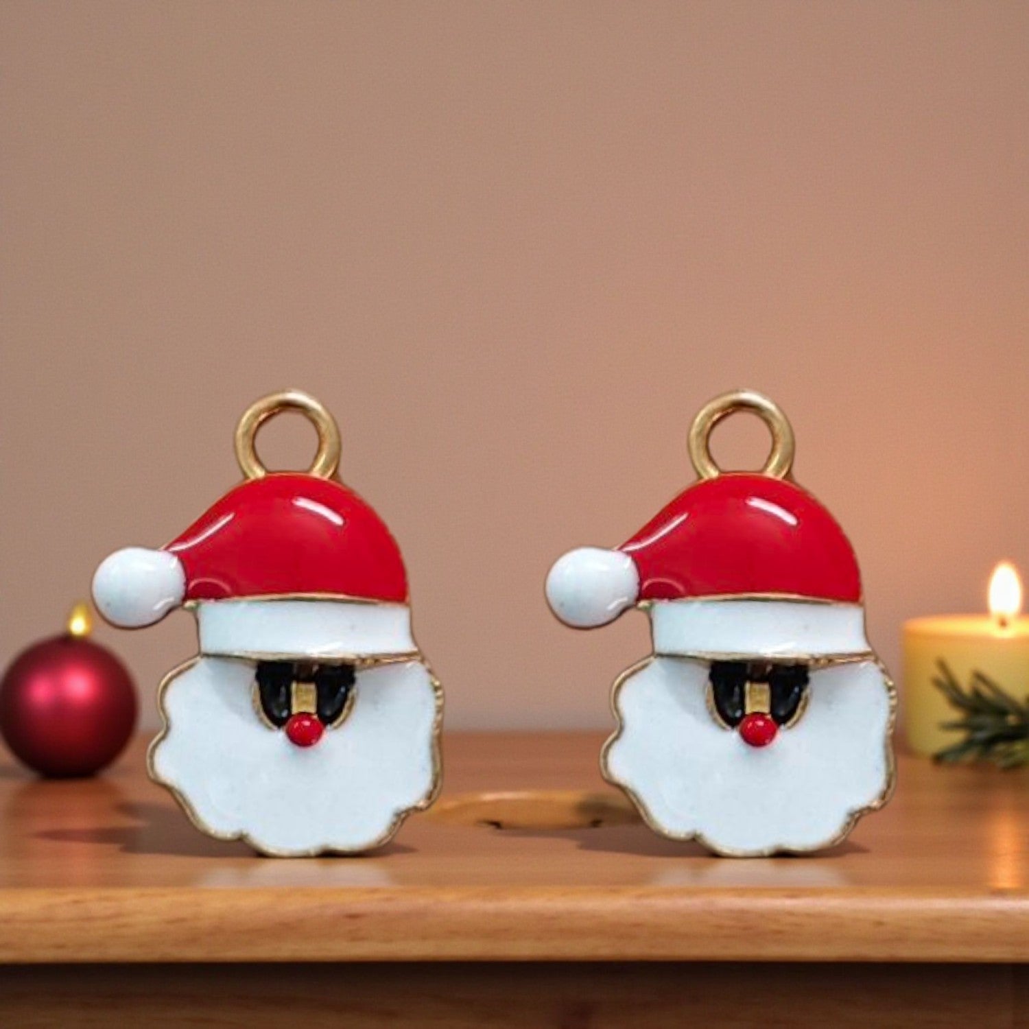 Santa Claus Christmas charms with festive red and white detailing, perfect for holiday jewellery making.