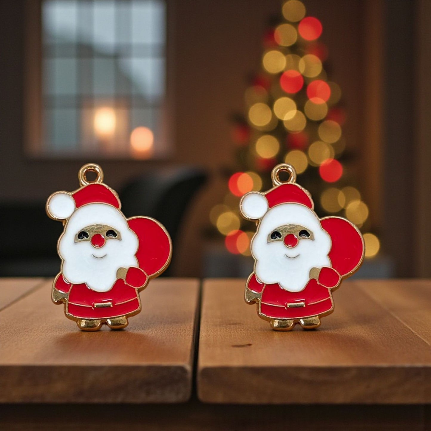 Santa Claus Christmas charms with festive red and white detailing, perfect for holiday jewellery making.