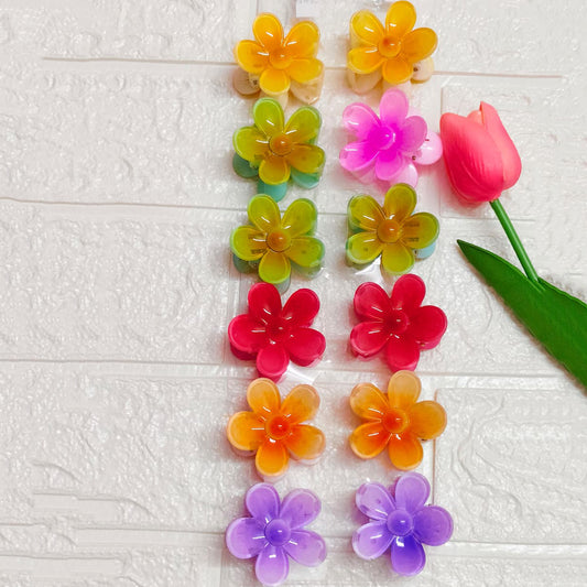 Multicolor flower claw Korean clip trendy hair accessory with strong grip