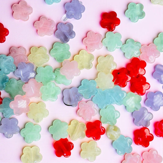 Acrylic Multicolor Clover Beads - 10 Grams