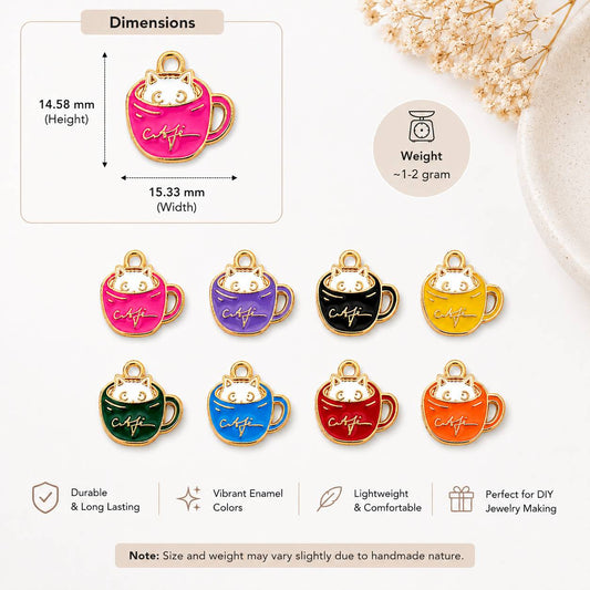 Coffee Cup Enamel Charms - 1 Pc